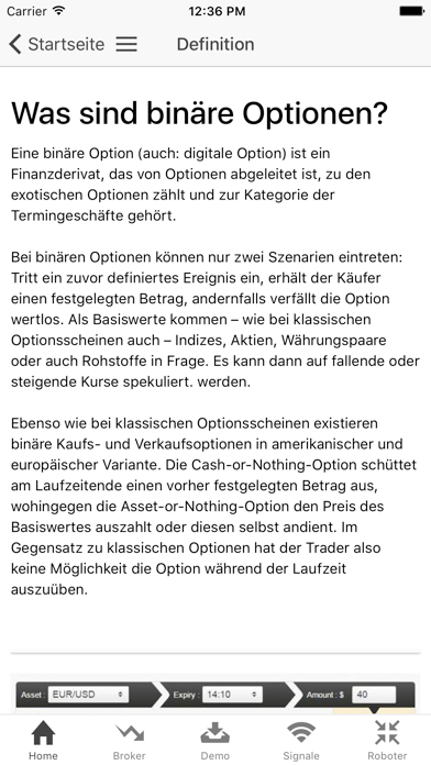 Screenshot #2 pour Binäre Optionen Broker & Strategie