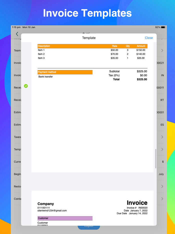 Invoice and Receipt tracker