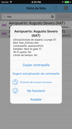 Captura de pantalla de WiFox en iPhone 3