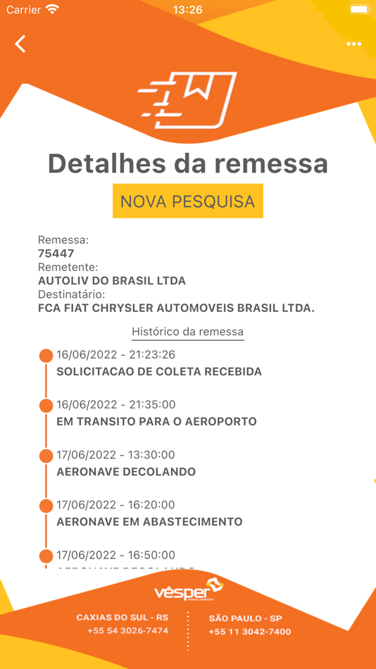 #1. Vésper Cargas (iOS) 由: Brudam - Softwares que entregam eficiência