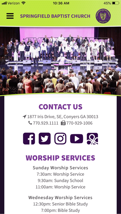 Springfield Baptist Church Screenshot