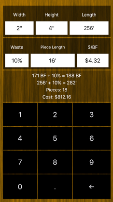 Fast Board Foot Calculator screenshot 2
