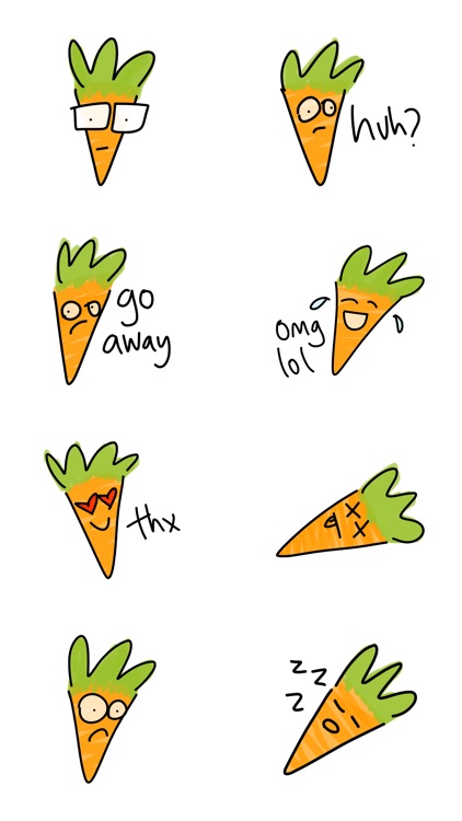 Carrot stickers for iMessage, photo keyboard emoji