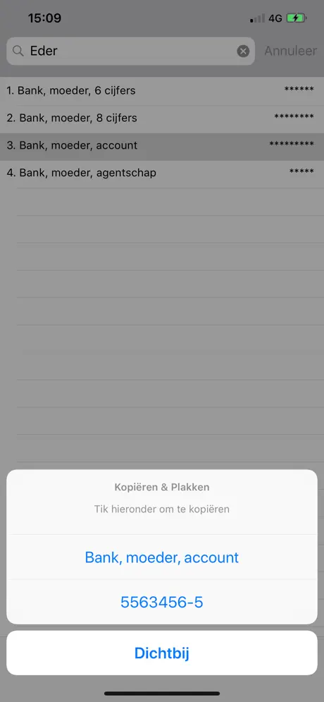 *Wachtwoorde* Kopiëren Plakken