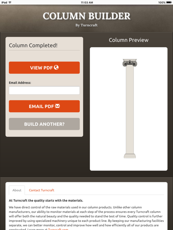 Turncraft Column Builder iPad screenshot