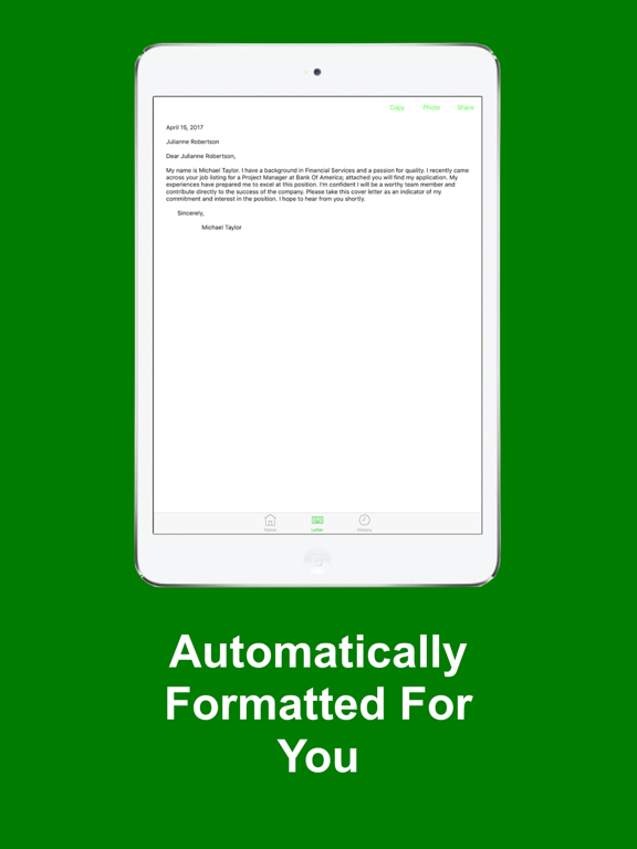 Cover Letter+ iPad screenshot