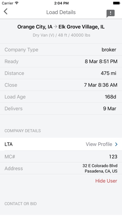 ComFreight: Load Matching App