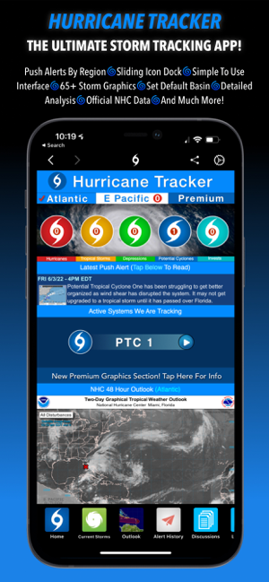 Screenshot des Hurrikan-Trackers