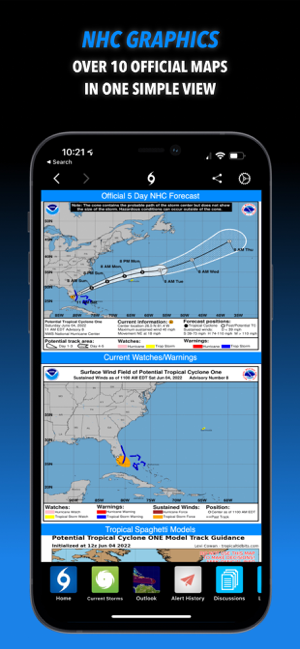 Snímek obrazovky sledování hurikánu