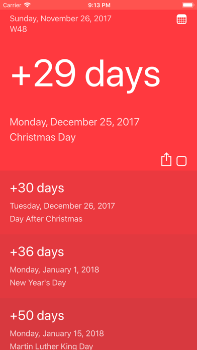 Screenshot #1 pour Red Days - Holiday Countdown