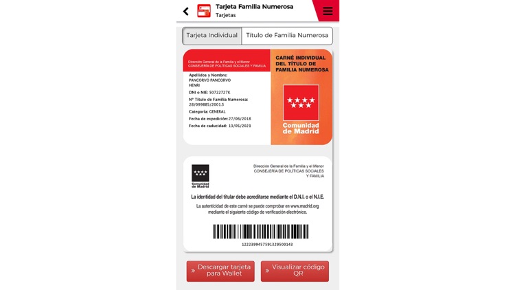 Tarjeta de Familia Numerosa