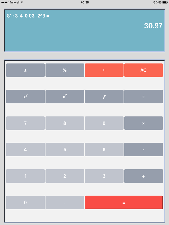 Basic Calculator (-/+) iPad screenshot