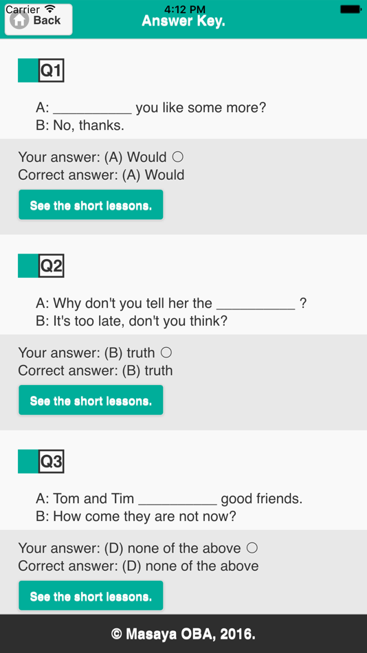 #4. Oba's English Grammar Test (iOS) 由: YUJI ITAYA