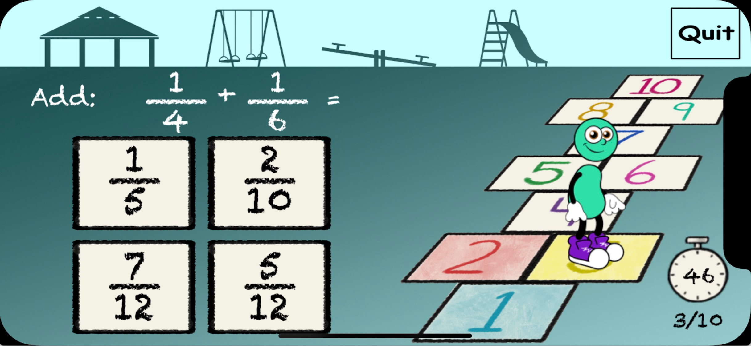 Hopscotch - Adding Fractions screenshot 3