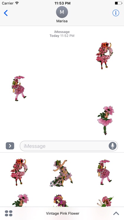 Vintage Pink Flower Child Stickers screenshot-3