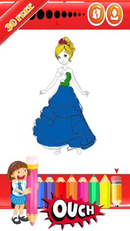 Princess Crayon Art Coloring Page For Kindergarten screenshot-3