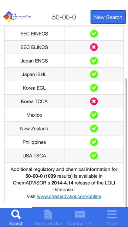 ChemADVISOR Chemical Inventory Search