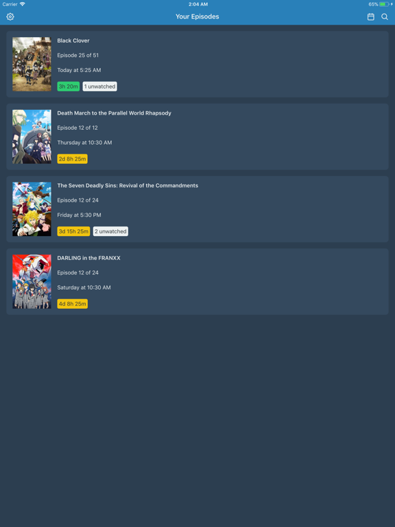 Anime Reminder by ayyfish iPad screenshot 1 - Entertainment app