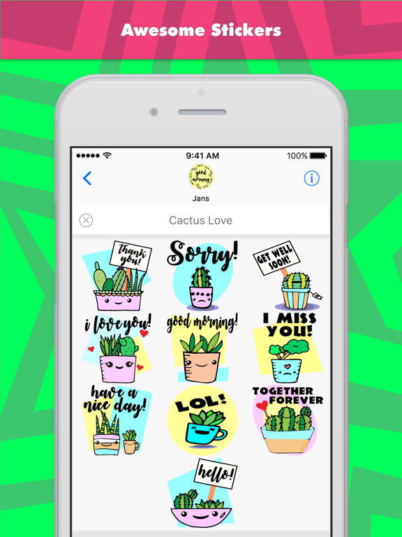 Cactus Love stickers by jans iPad screenshot 2 - Stickers app