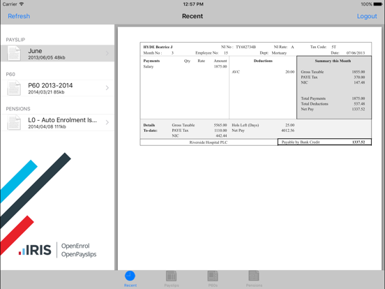 Screenshot #5 pour IRIS OpenPayslips