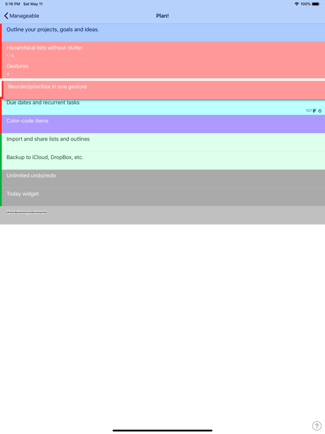 ‎Manageable: Nested ToDo Lists Screenshot