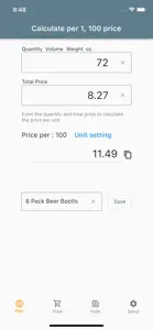 Price Per 100 Calculator screenshot #1 for iPhone