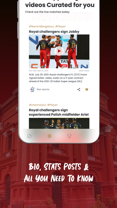 Bengaluru T20 Cricket Fan App Screenshot