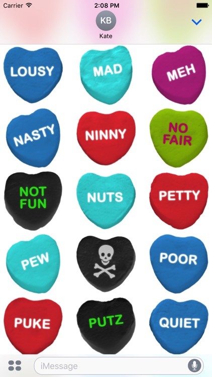 Candy Hearts Stickers #2 for iMessage screenshot-3