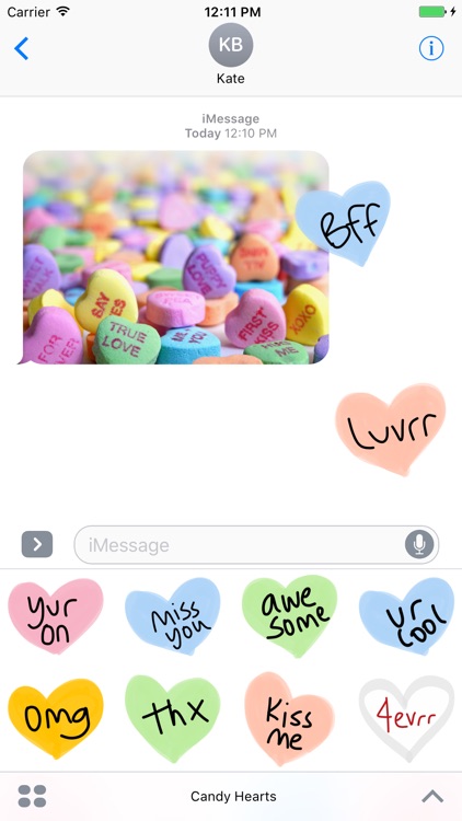Candy Hearts sticker - sweet stickers for iMessage