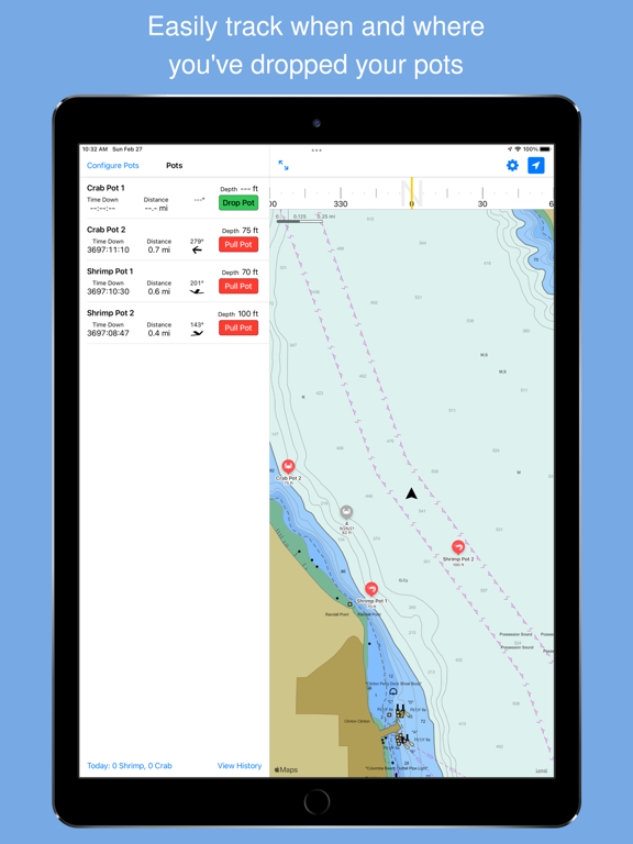 Crab and Shrimp Pot Tracker Screenshots