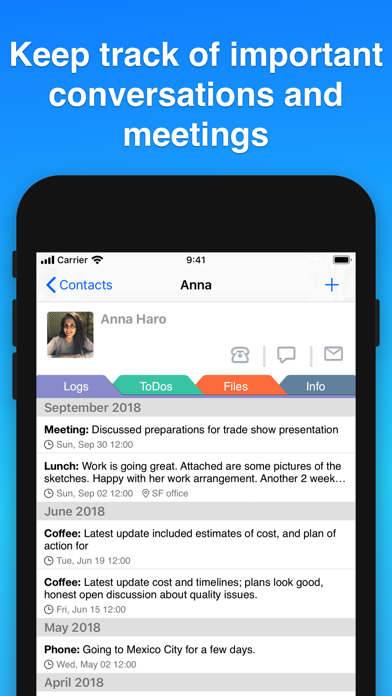 Contacts Journal CRM Screenshot