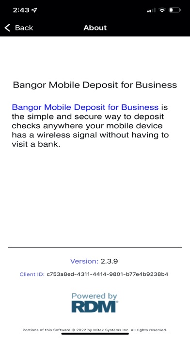 Bangor Business Deposit Screenshot