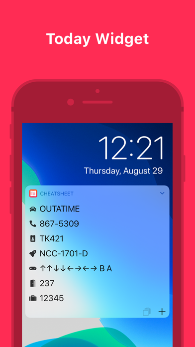 Cheatsheet — Quick Note Widget Screenshot