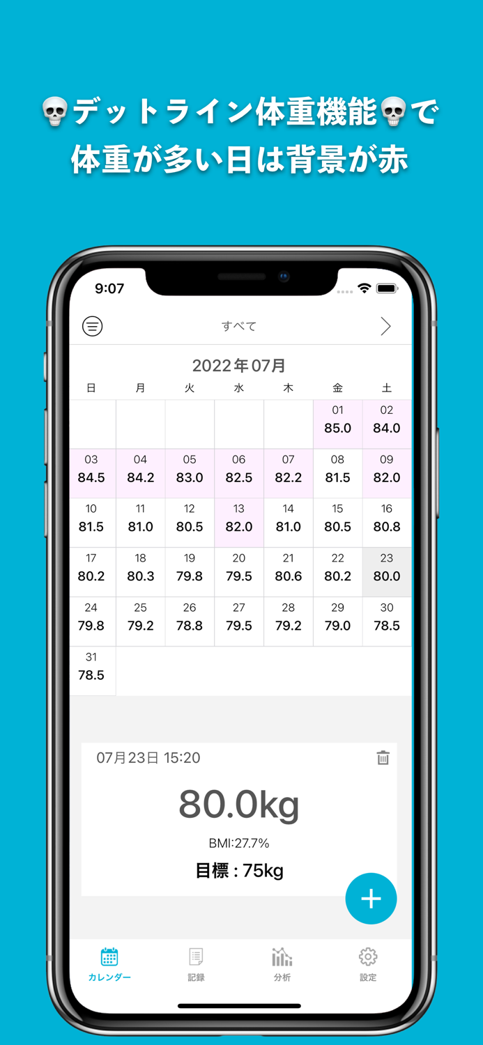ラベルで体重記録