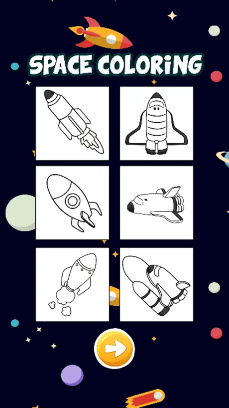 Rocket space coloring book for kids games