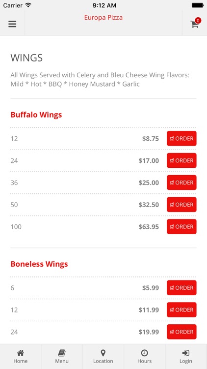 Europa Pizza Online Ordering