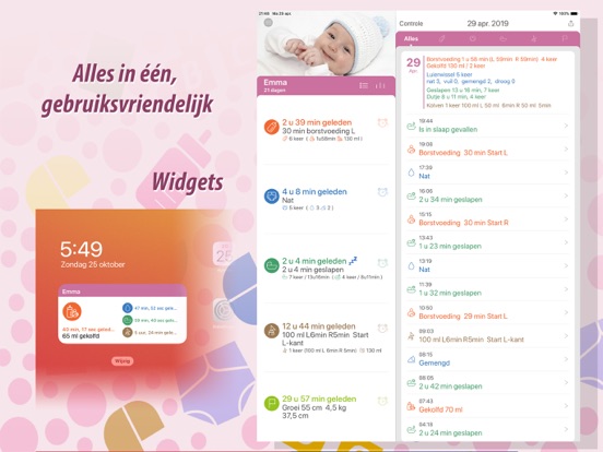 Baby Tracker iPad app afbeelding 1