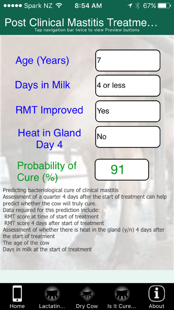 Bovine Mastitis Cure Calculator