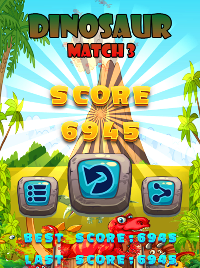 Dinosaur Match 3 Puzzle - Dino Drag Drop Line Game