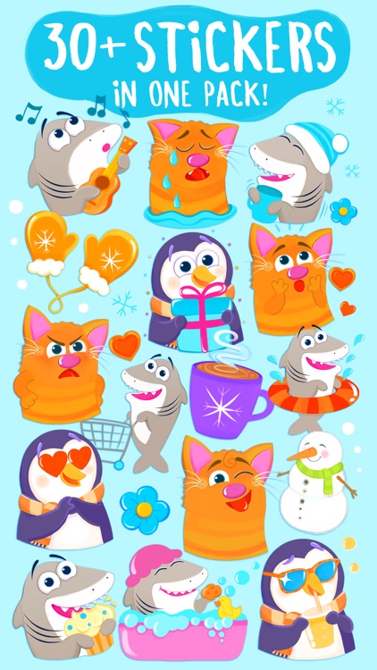Nice Shark! Good Kitty Cat and Penguin Too! Emoji