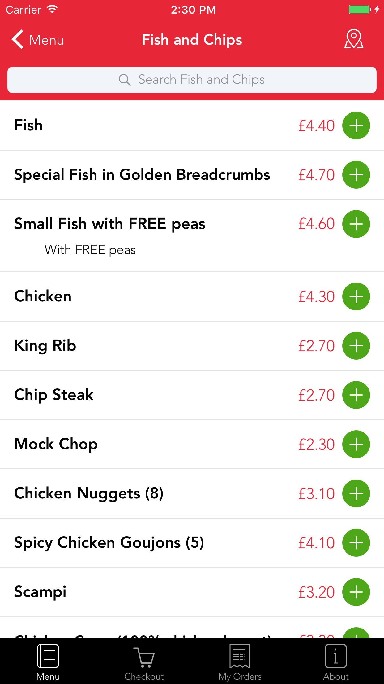 De Niro's Ordering App