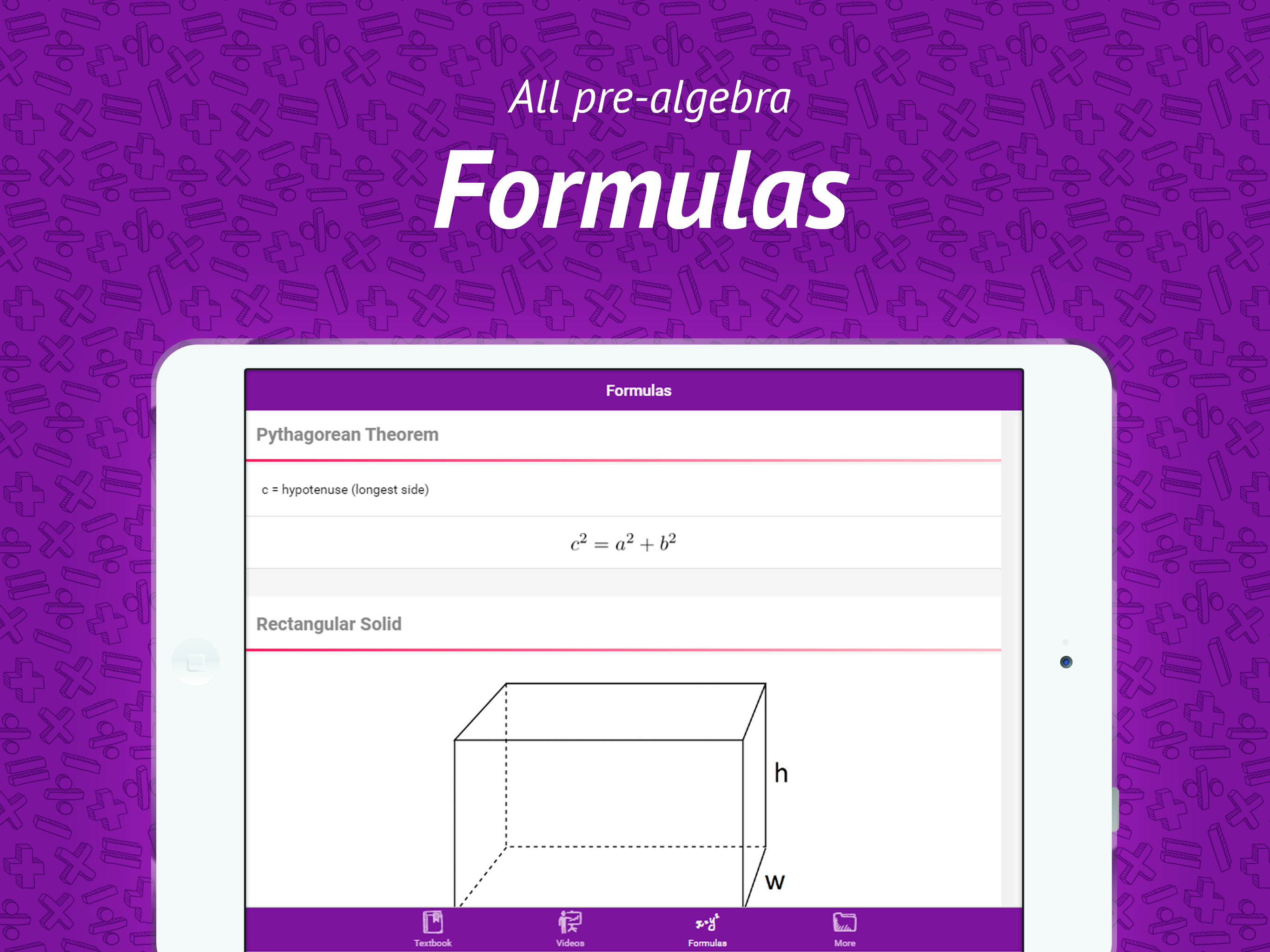 Prealgebra — formulas