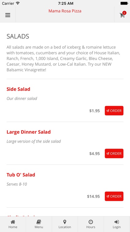 Mama Rosa Pizza Ordering