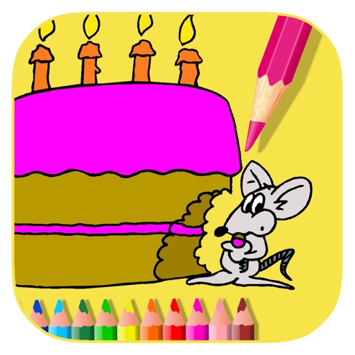 Kids Coloring Painting Game For Mouse And Cake