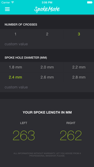 SpokeMate: Spoke-Length Calculator Screenshot