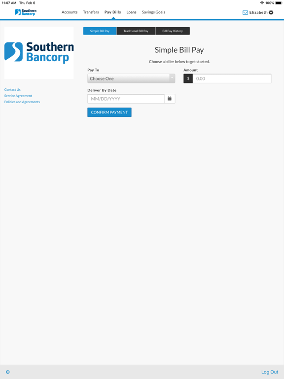Southern Bancorp iPad screenshot