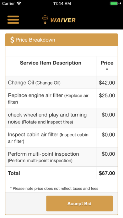 My Waiver Screenshot