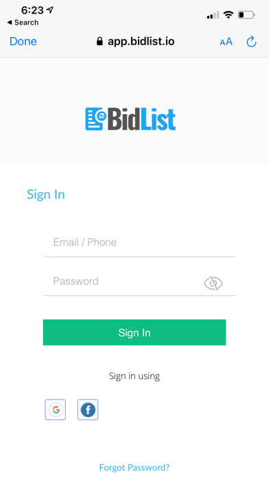 BidList Screenshot