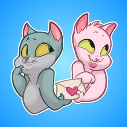 Two Funny Cats Stickers