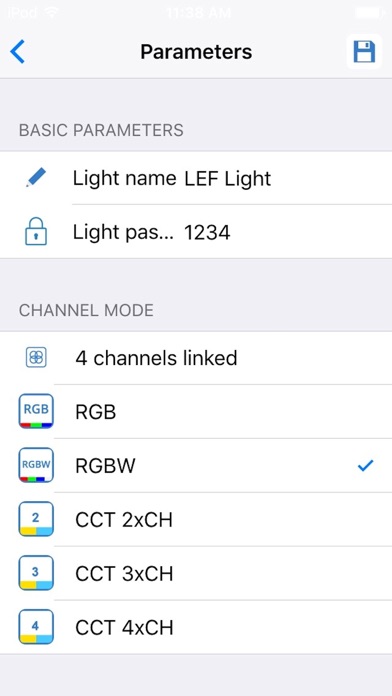 LEF Lighting App Screenshot